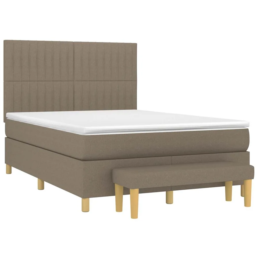 Sommier à lattes de lit avec matelas Taupe 140x190 cm Tissu - 3
