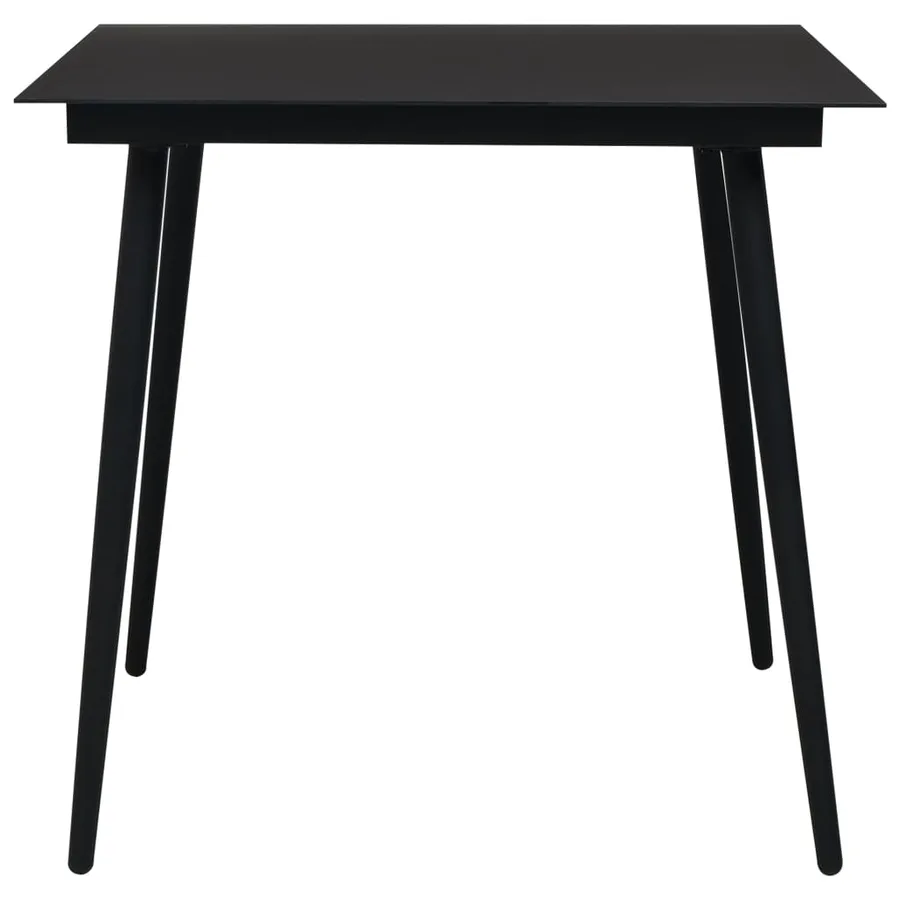 Table à dîner de jardin Noir 80x80x74 cm Acier et verre - 2