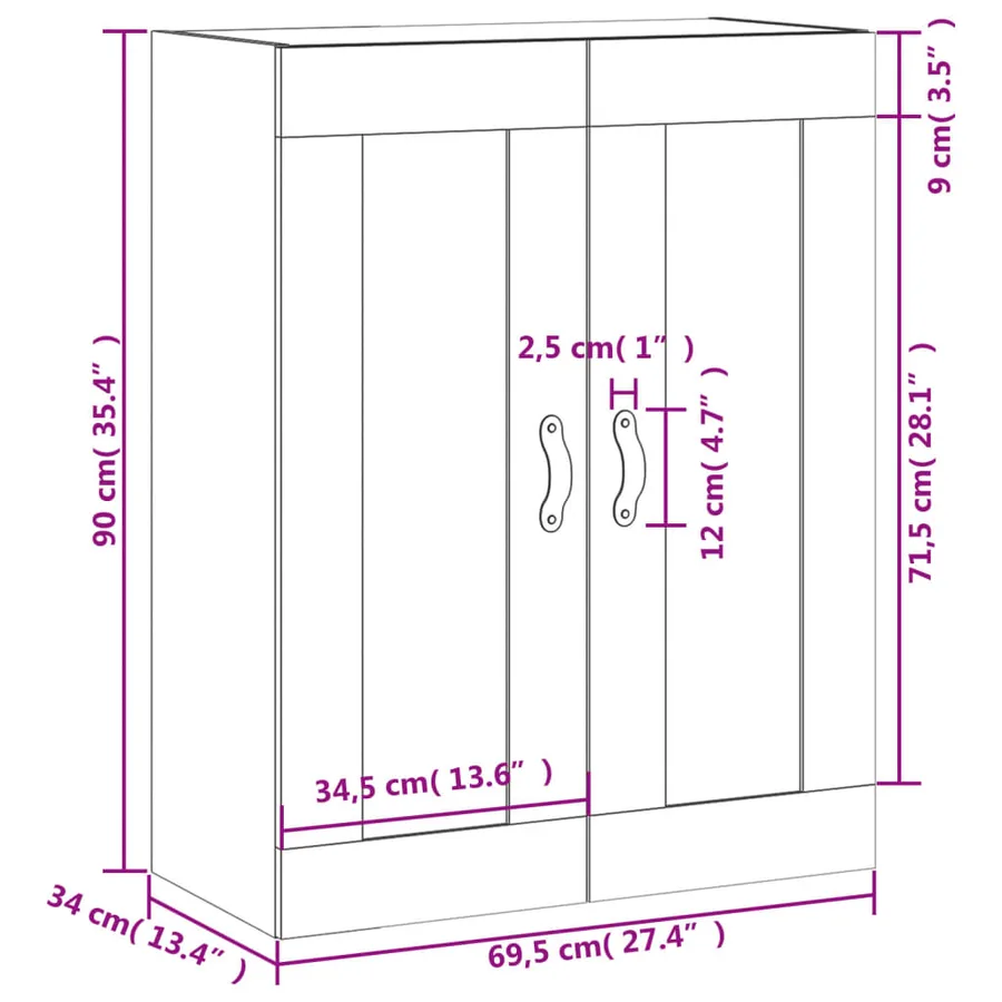 Armoire murale blanc 69,5x34x90 cm bois d'ingénierie - 13