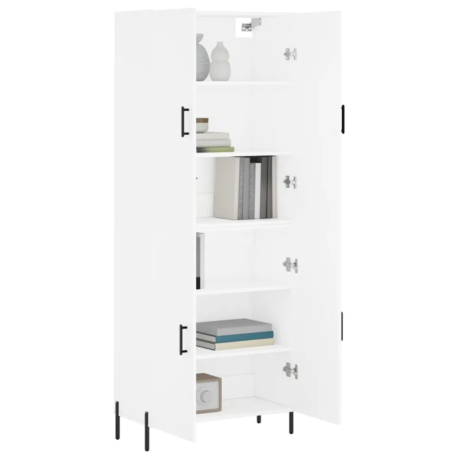 Buffet haut Blanc 69,5x34x180 cm Bois d'ingénierie - 3
