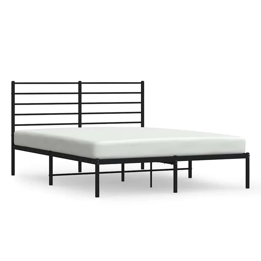 Cadre de lit métal sans matelas avec tête de lit noir 120x190cm - 2
