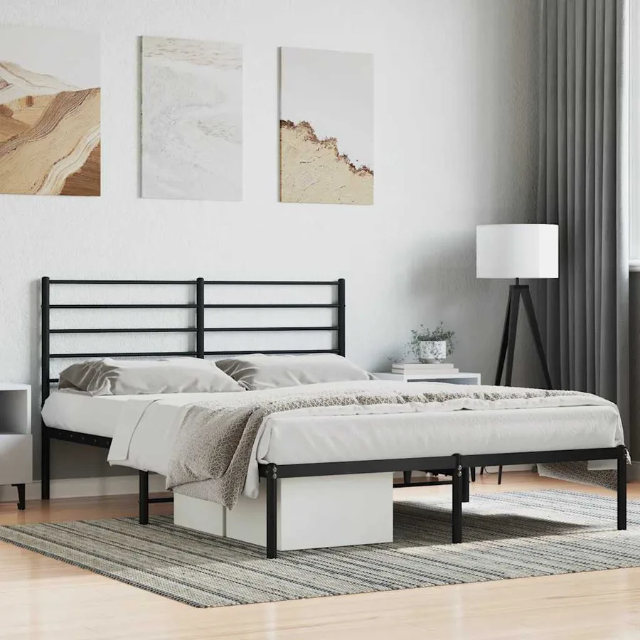 Cadre de lit métal sans matelas avec tête de lit noir 120x190cm - 4