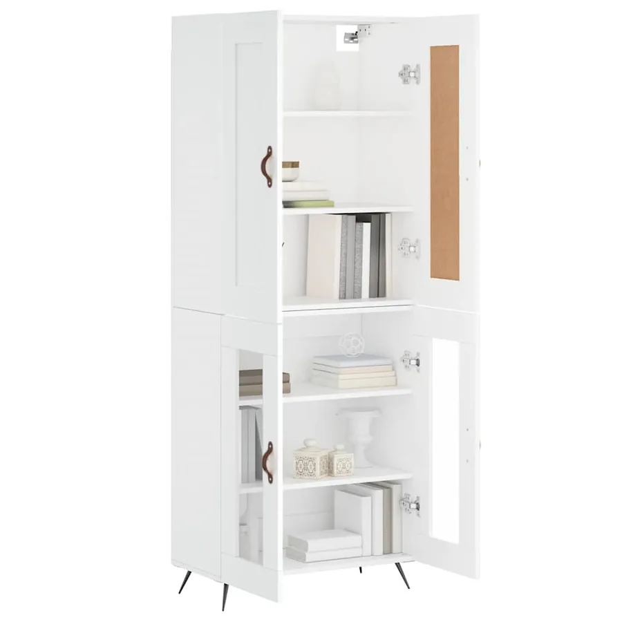 Buffet haut Blanc 69,5x34x180 cm Bois d'ingénierie - 11