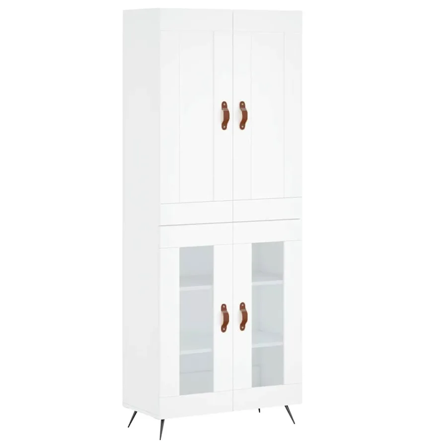Buffet haut Blanc 69,5x34x180 cm Bois d'ingénierie - 2