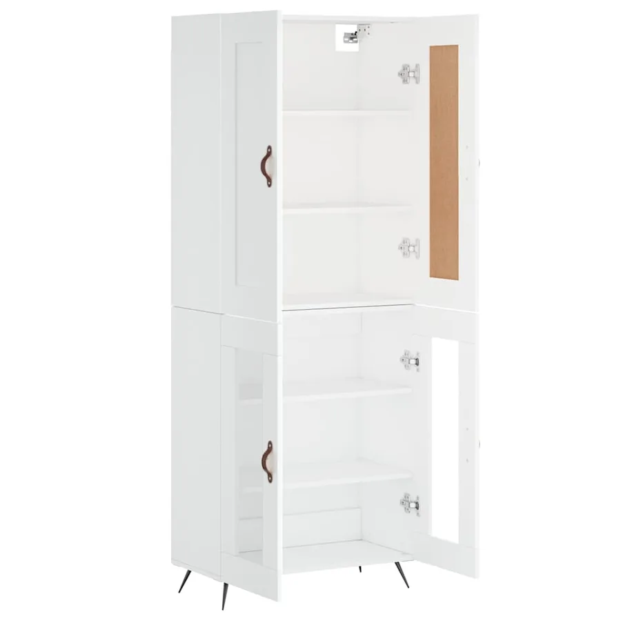 Buffet haut Blanc 69,5x34x180 cm Bois d'ingénierie - 3