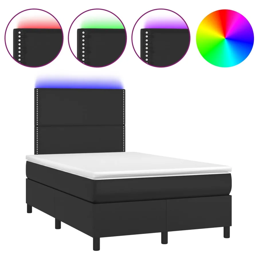 Sommier à lattes de lit avec matelas et LED Noir 120x200 cm - 2