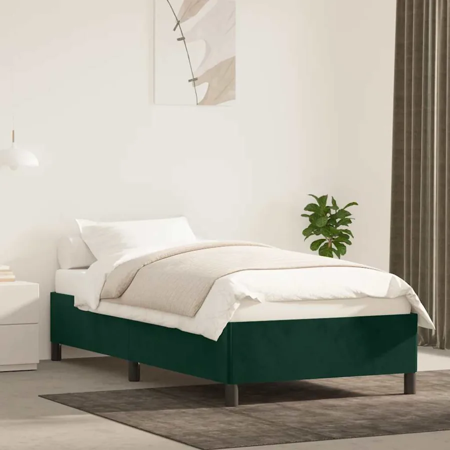 Cadre de lit sans matelas vert foncé 90x200 cm velours