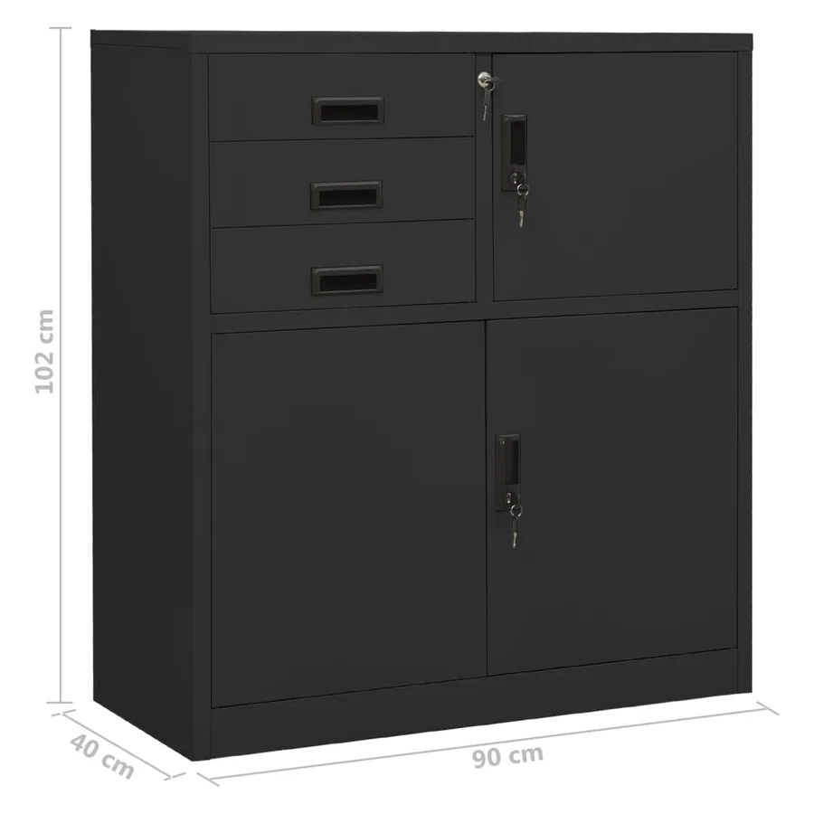 Armoire de bureau Anthracite 90x40x102 cm Acier - 10