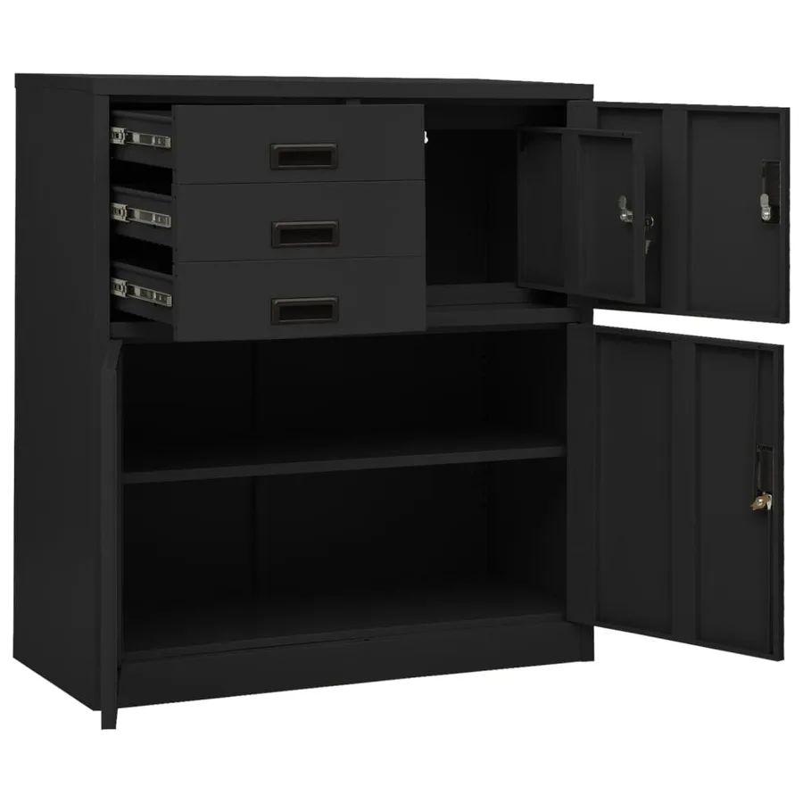 Armoire de bureau Anthracite 90x40x102 cm Acier - 6