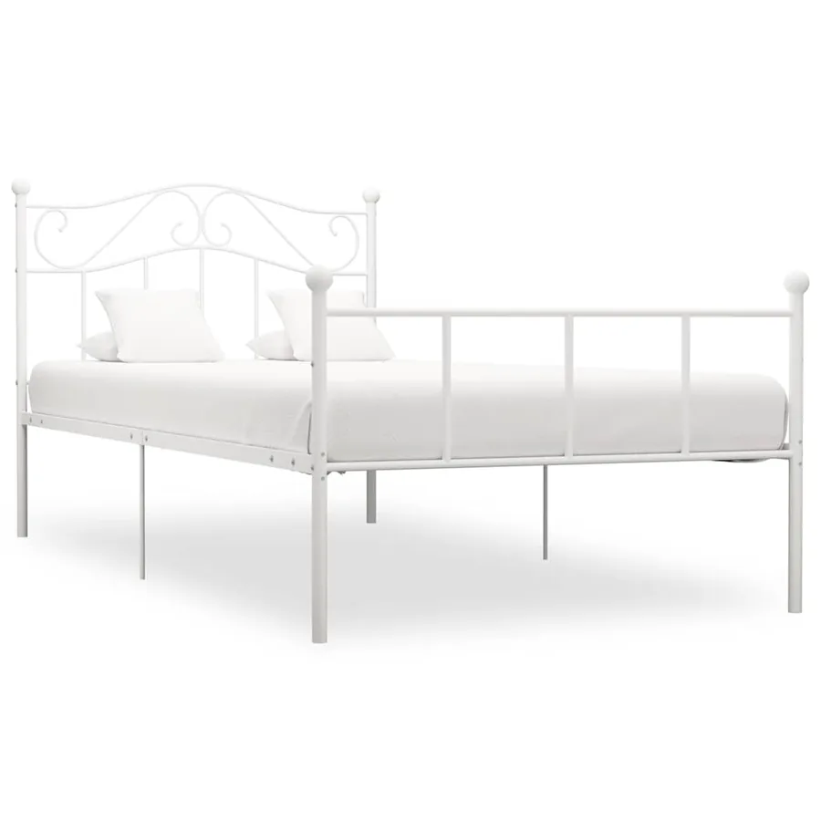 Cadre de lit sans matelas blanc métal 100x200 cm