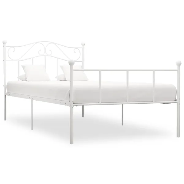 Cadre de lit sans matelas blanc métal 100x200 cm