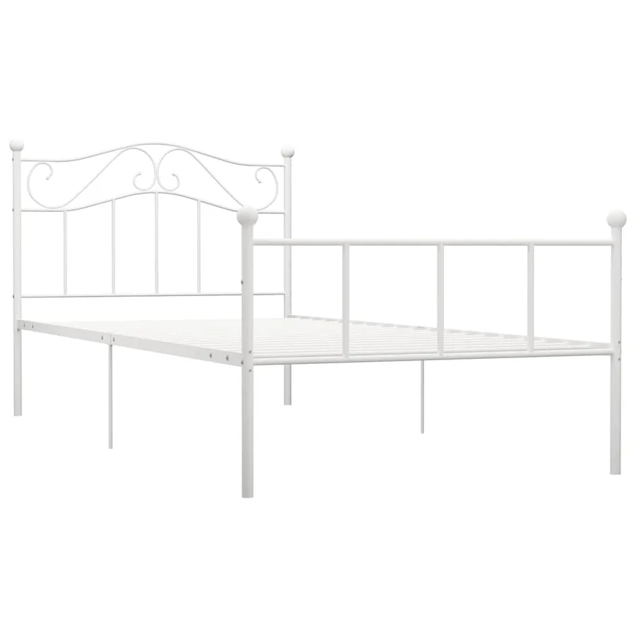 Cadre de lit sans matelas blanc métal 100x200 cm - 2