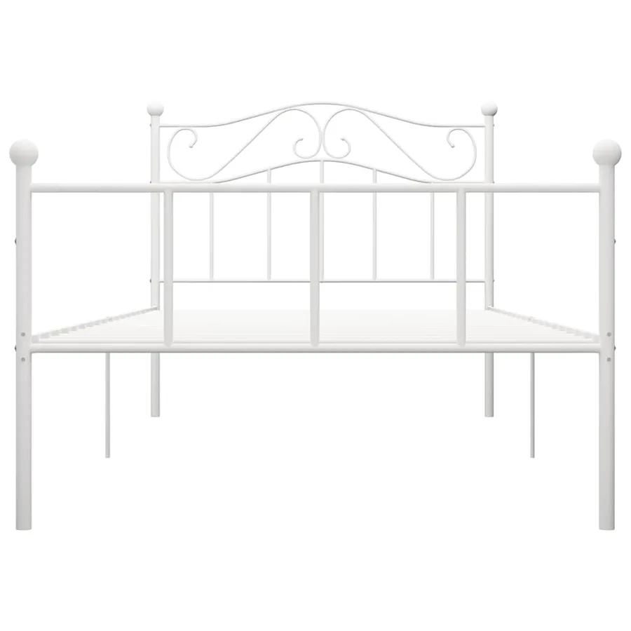 Cadre de lit sans matelas blanc métal 100x200 cm - 3