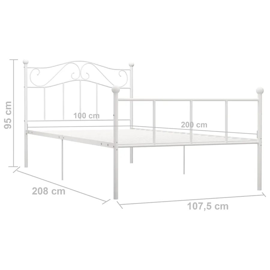 Cadre de lit sans matelas blanc métal 100x200 cm - 6