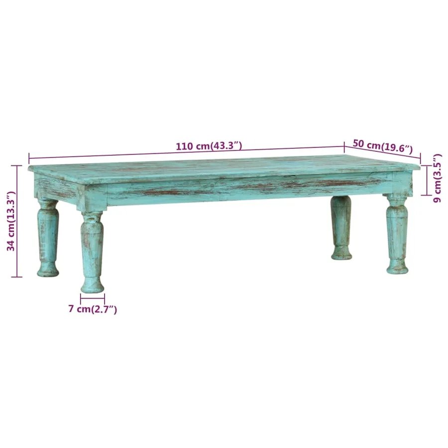 Table basse 110x50x34 cm Bois de récupération massif - 7