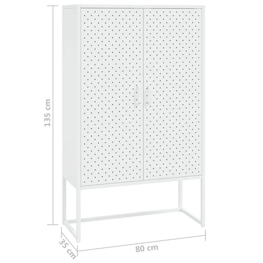 Buffet haut Blanc 80x35x135 cm Acier - 11
