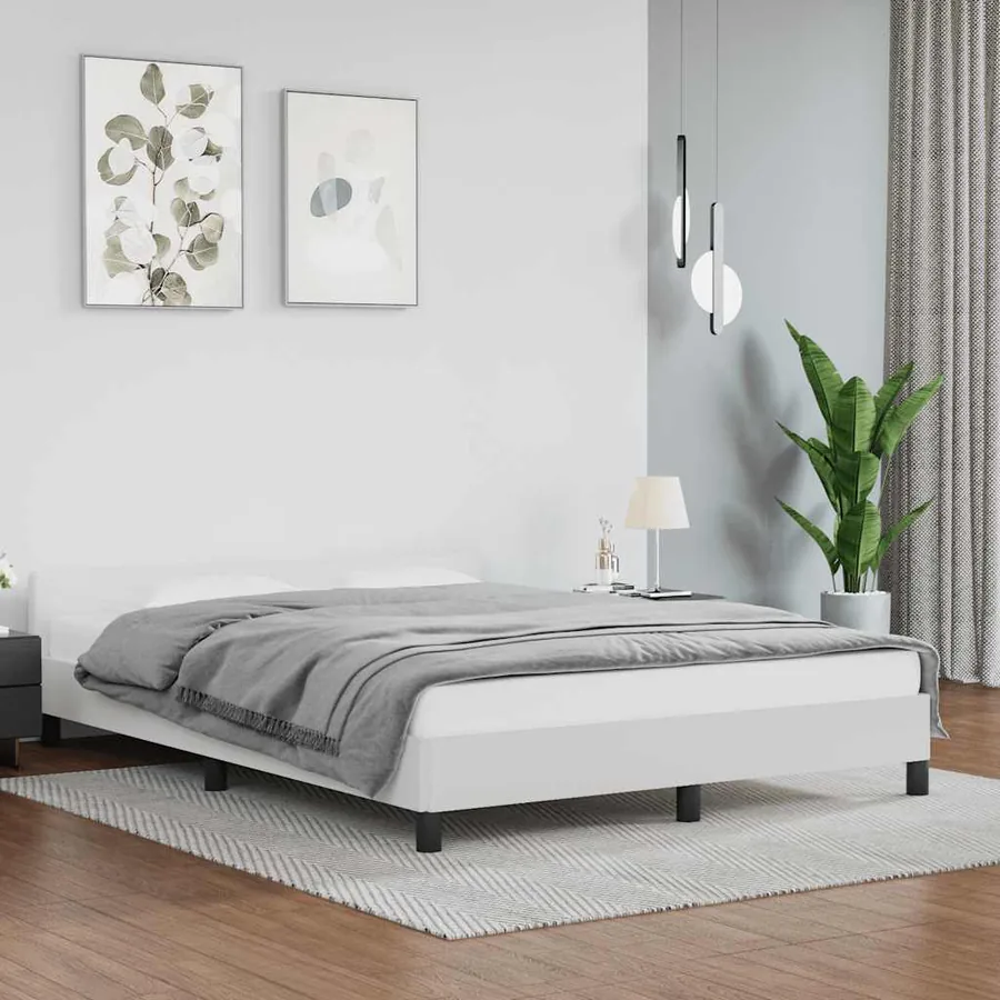 Cadre de lit avec tête de lit sans matelas blanc 140x200 cm
