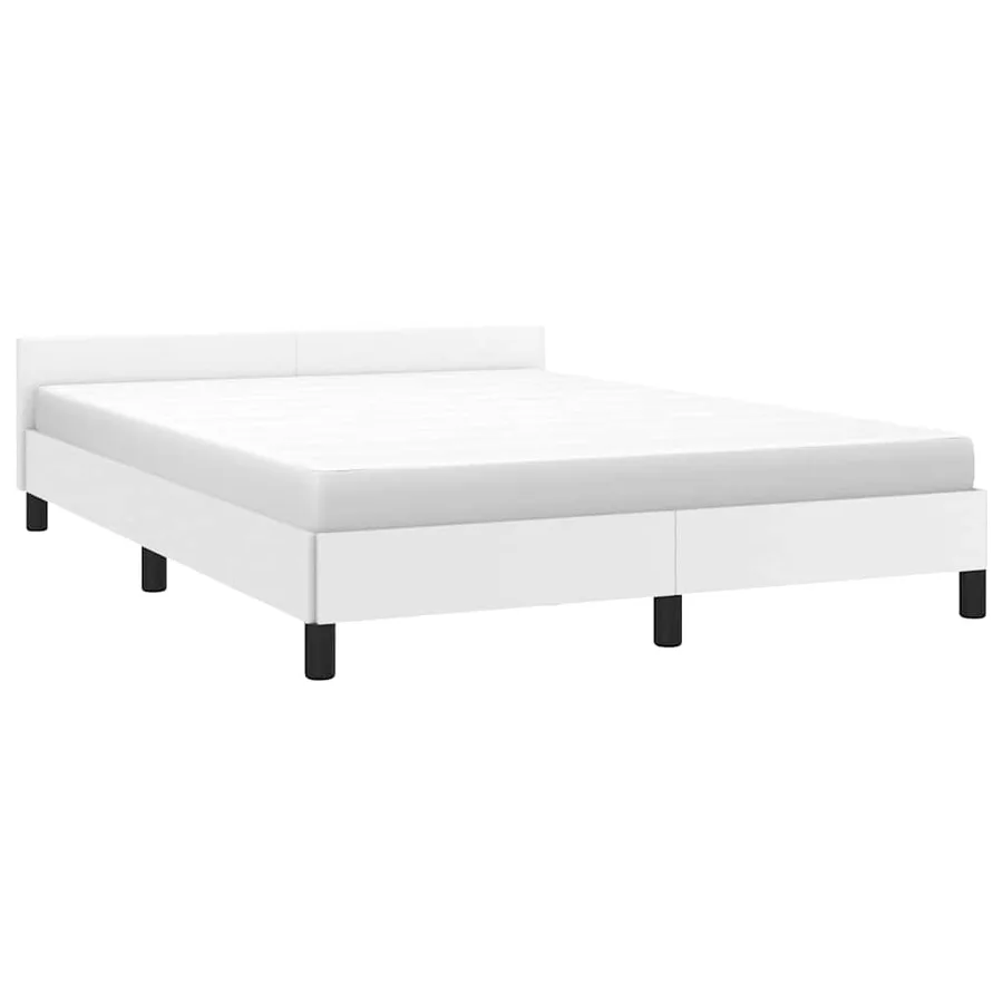 Cadre de lit avec tête de lit sans matelas blanc 140x200 cm - 3