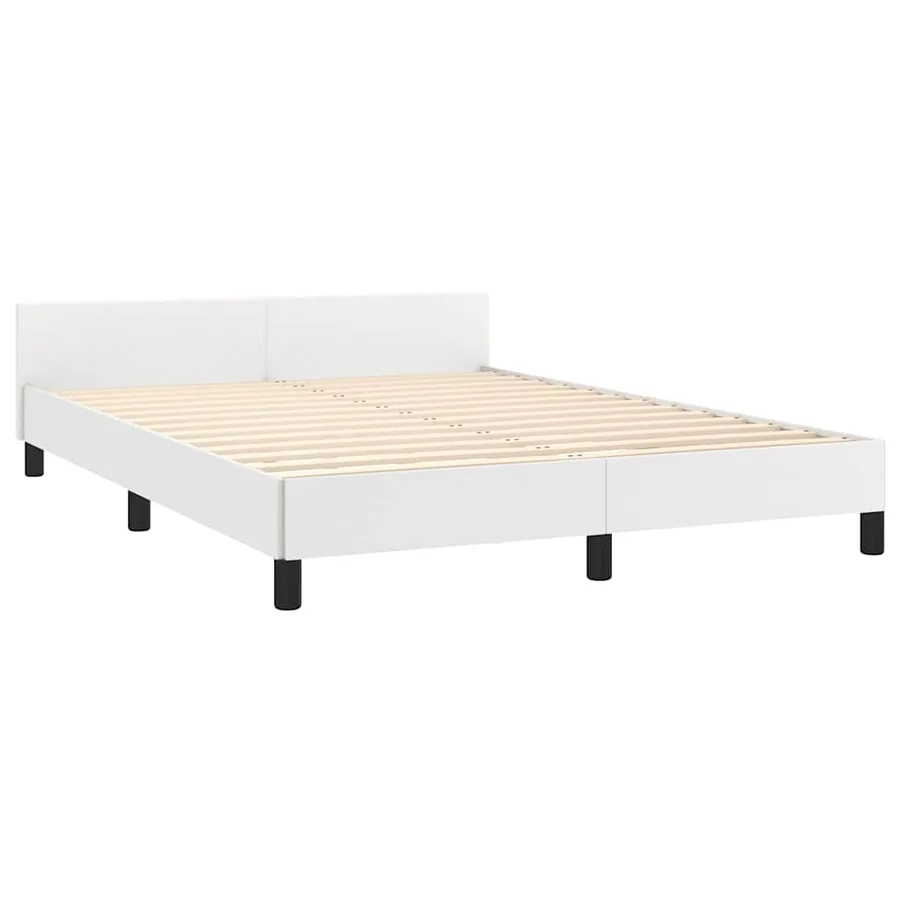 Cadre de lit avec tête de lit sans matelas blanc 140x200 cm - 4