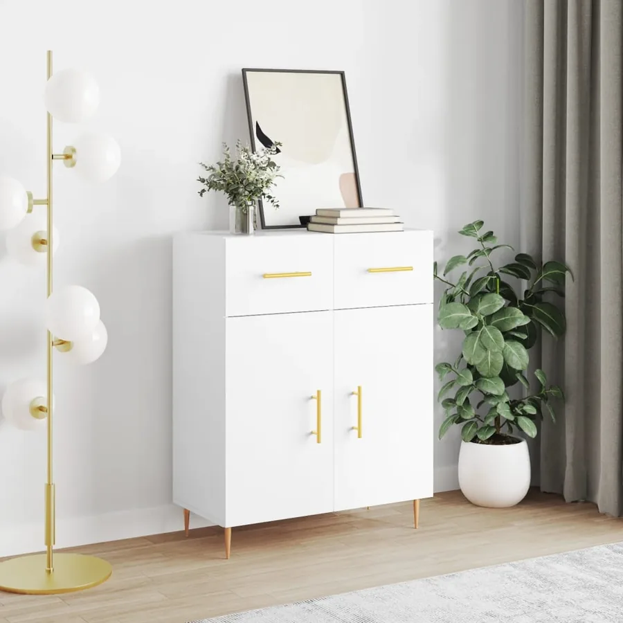 Buffet blanc 69,5x34x90 cm bois d'ingénierie