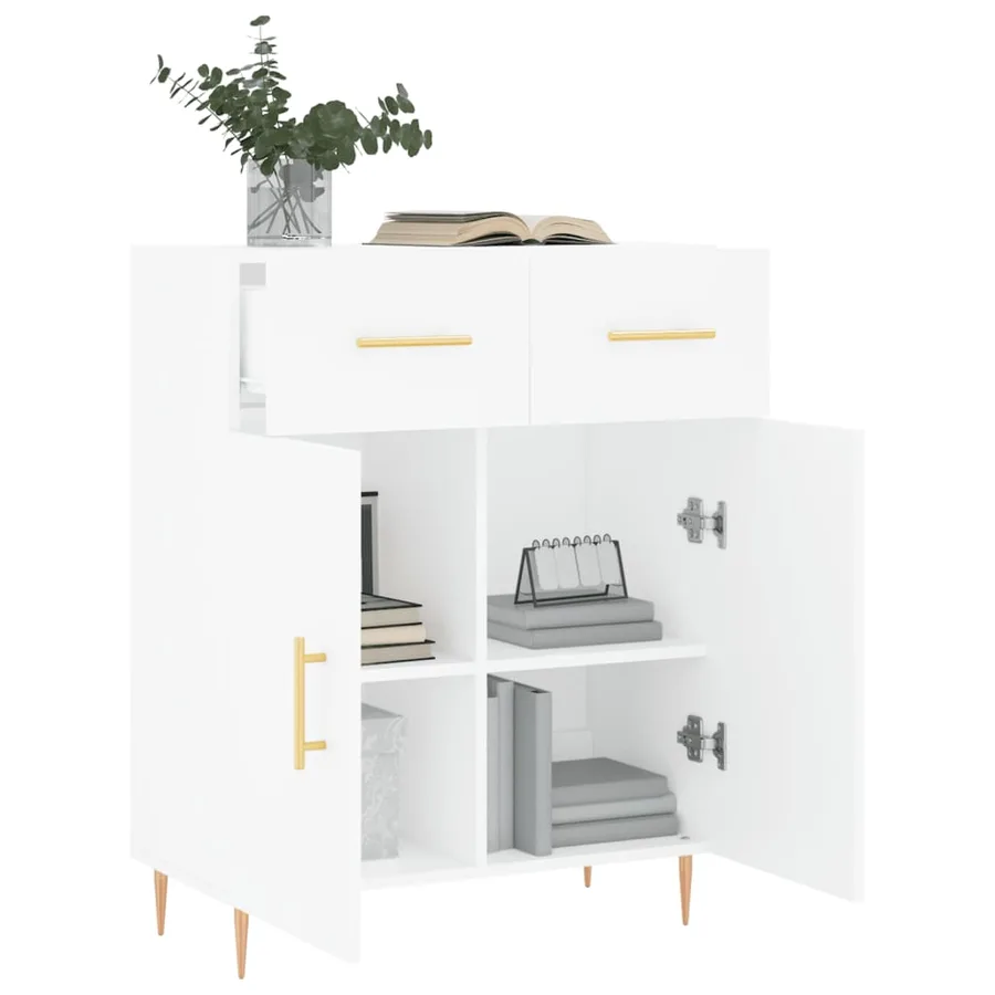 Buffet blanc 69,5x34x90 cm bois d'ingénierie - 4