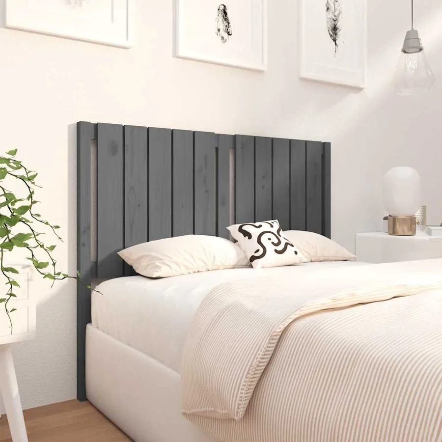 Tête de lit Gris 125,5x4x100 cm Bois massif de pin - 3