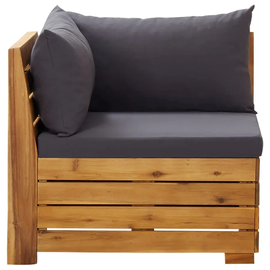 Salon de jardin 2 pcs avec coussins Bois d'acacia solide - 3