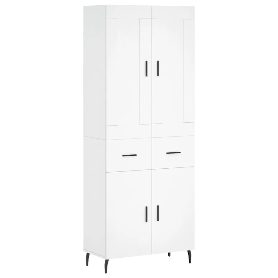 Buffet haut Blanc 69,5x34x180 cm Bois d'ingénierie - 2