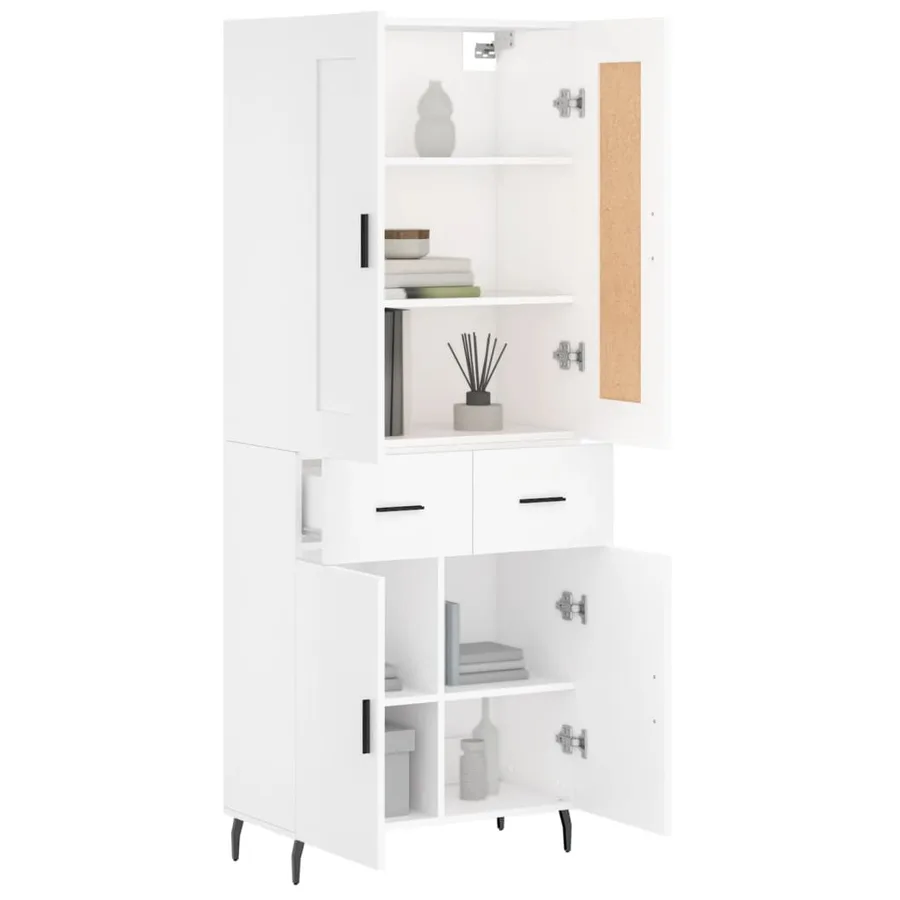 Buffet haut Blanc 69,5x34x180 cm Bois d'ingénierie - 3