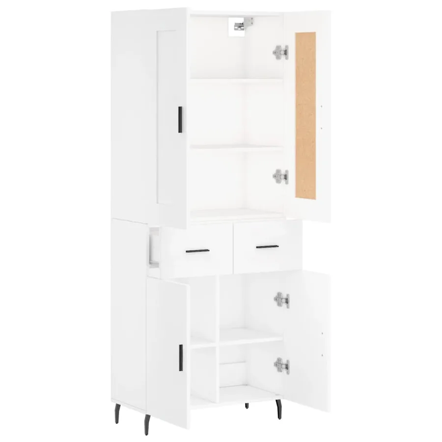 Buffet haut Blanc 69,5x34x180 cm Bois d'ingénierie - 4
