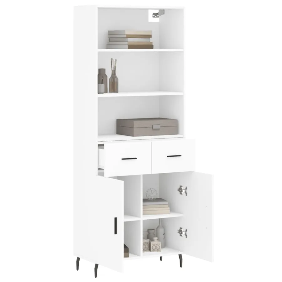 Buffet haut Blanc 69,5x34x180 cm Bois d'ingénierie - 3