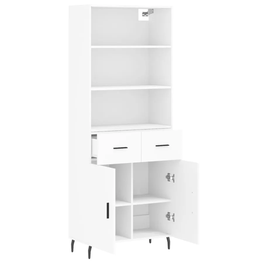 Buffet haut Blanc 69,5x34x180 cm Bois d'ingénierie - 4