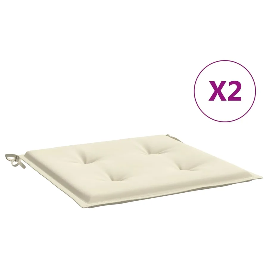 Coussins de chaise de jardin lot de 2 crème 50x50x4 cm - 2