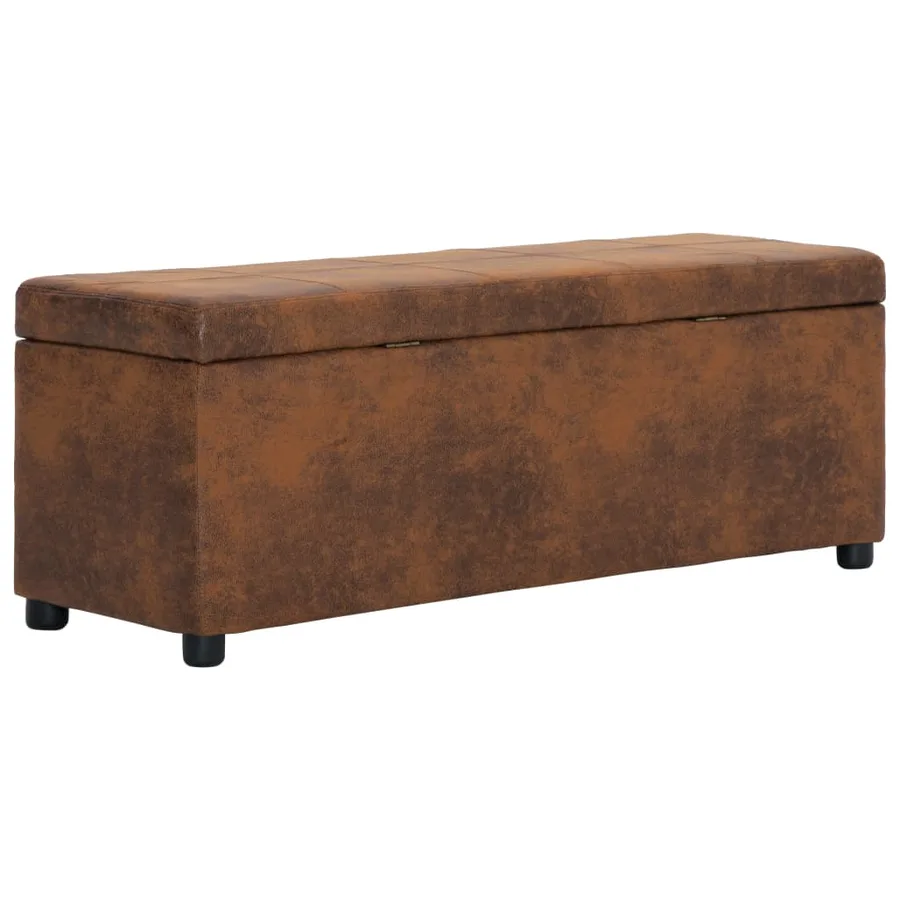Banc avec compartiment de rangement 116 cm Marron Similicuir - 4