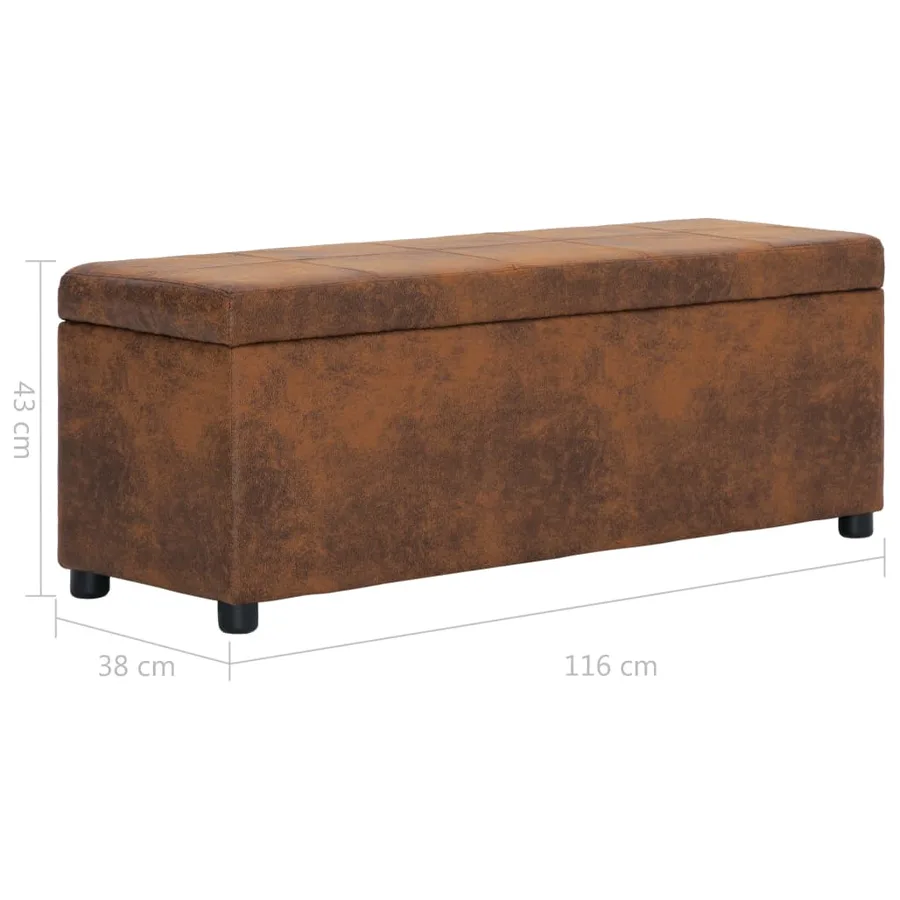 Banc avec compartiment de rangement 116 cm Marron Similicuir - 9