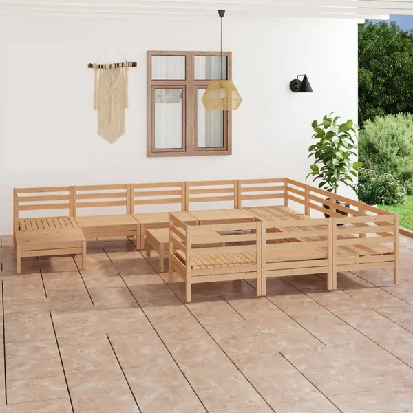 Salon de jardin 12 pcs Bois de pin massif
