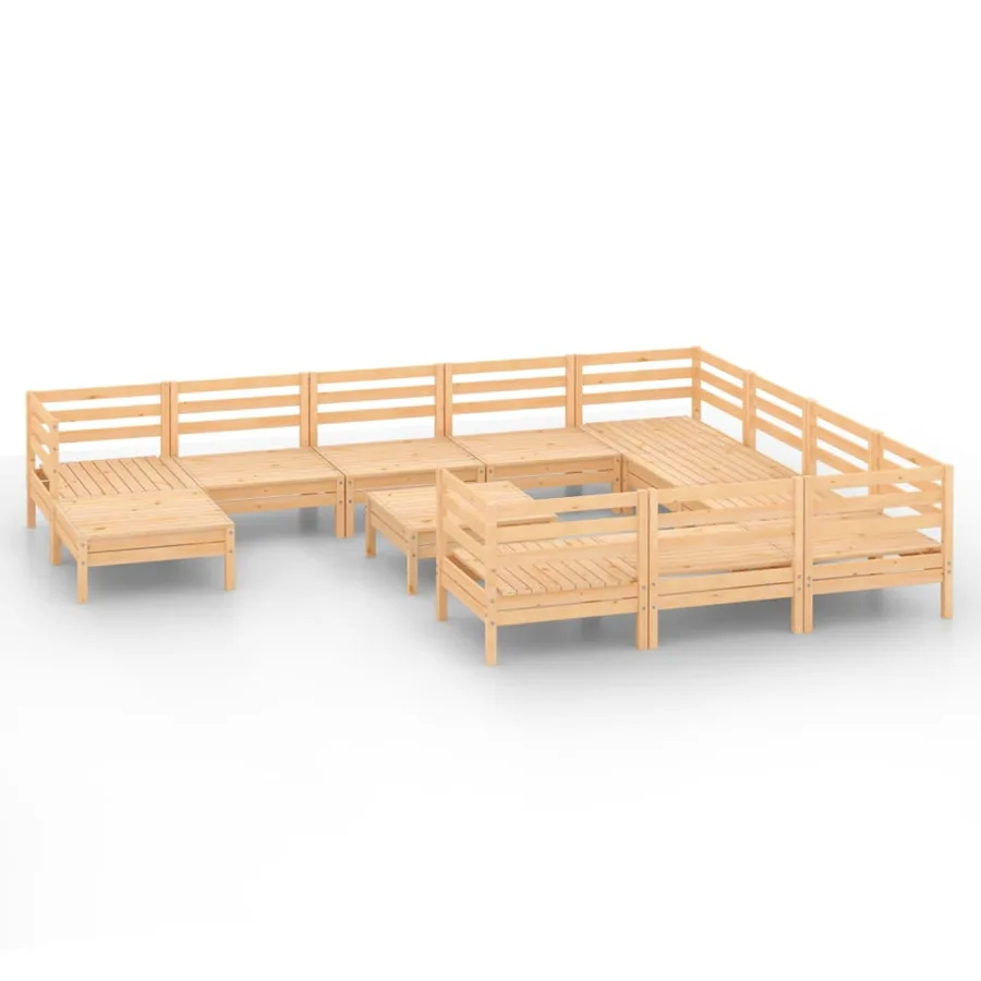 Salon de jardin 12 pcs Bois de pin massif - 2