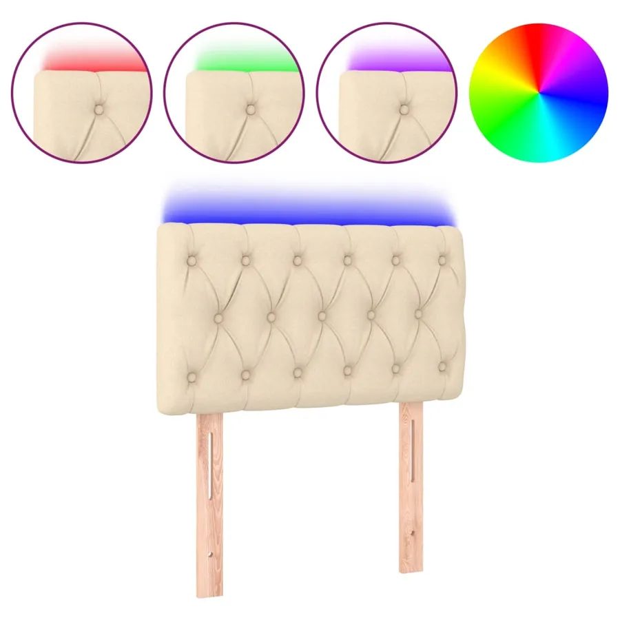 Tête de lit à LED Crème 80x7x78/88 cm Tissu - 2