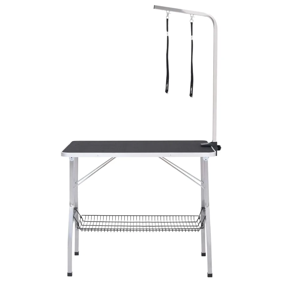 Table de toilettage réglable de chiens avec 2 boucles et panier - 3