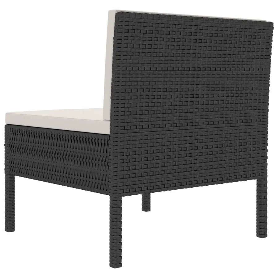 Chaises de jardin lot de 3 avec coussins Résine tressée Noir - 5