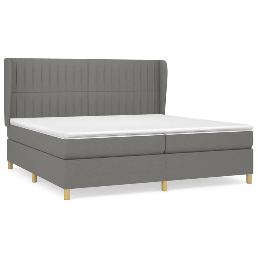 Sommier à lattes de lit avec matelas Gris foncé 200x200cm Tissu - 2