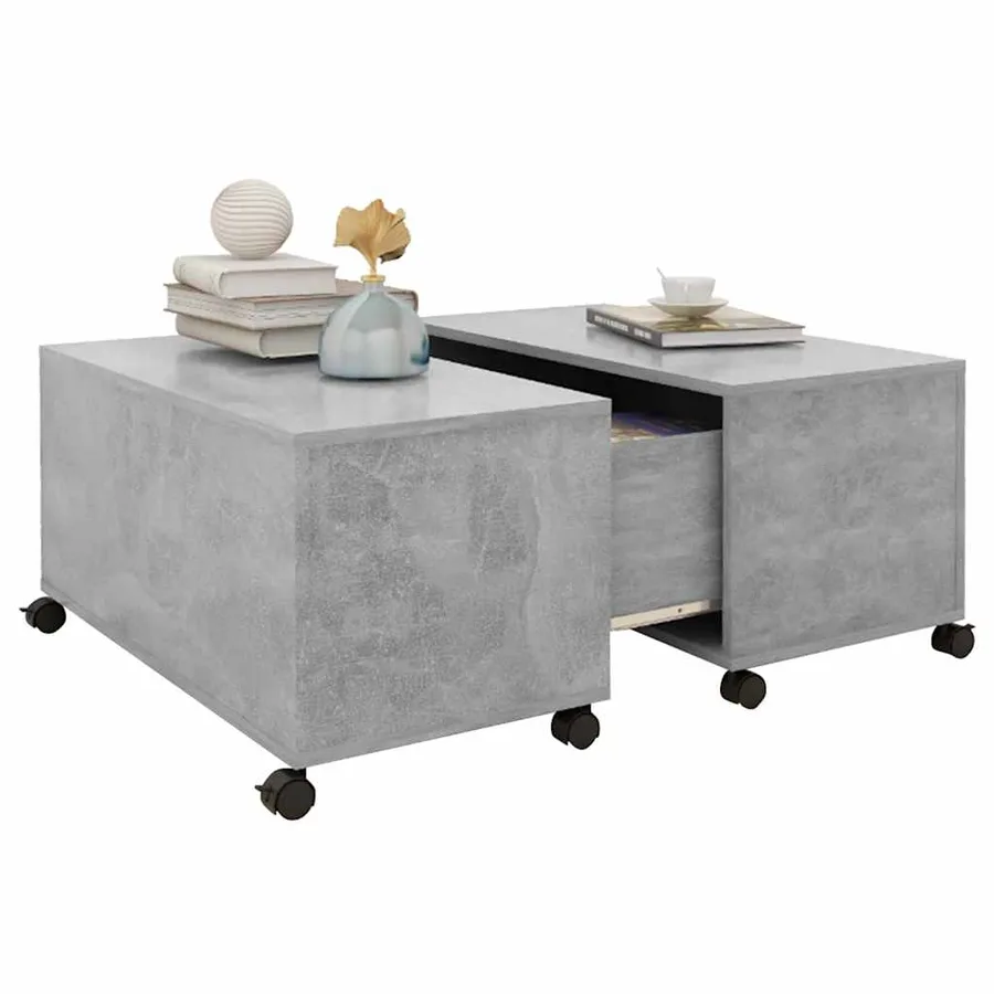 Table basse gris béton 75x75x38 cm bois d'ingénierie - 3