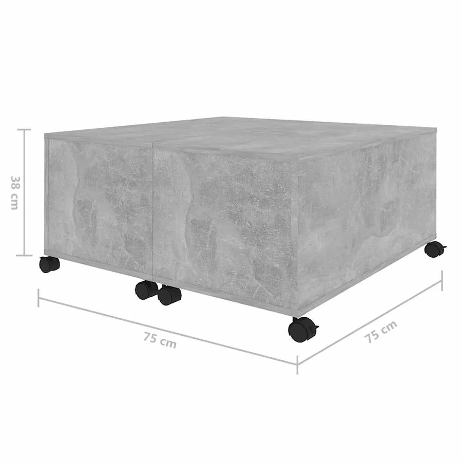 Table basse gris béton 75x75x38 cm bois d'ingénierie - 8