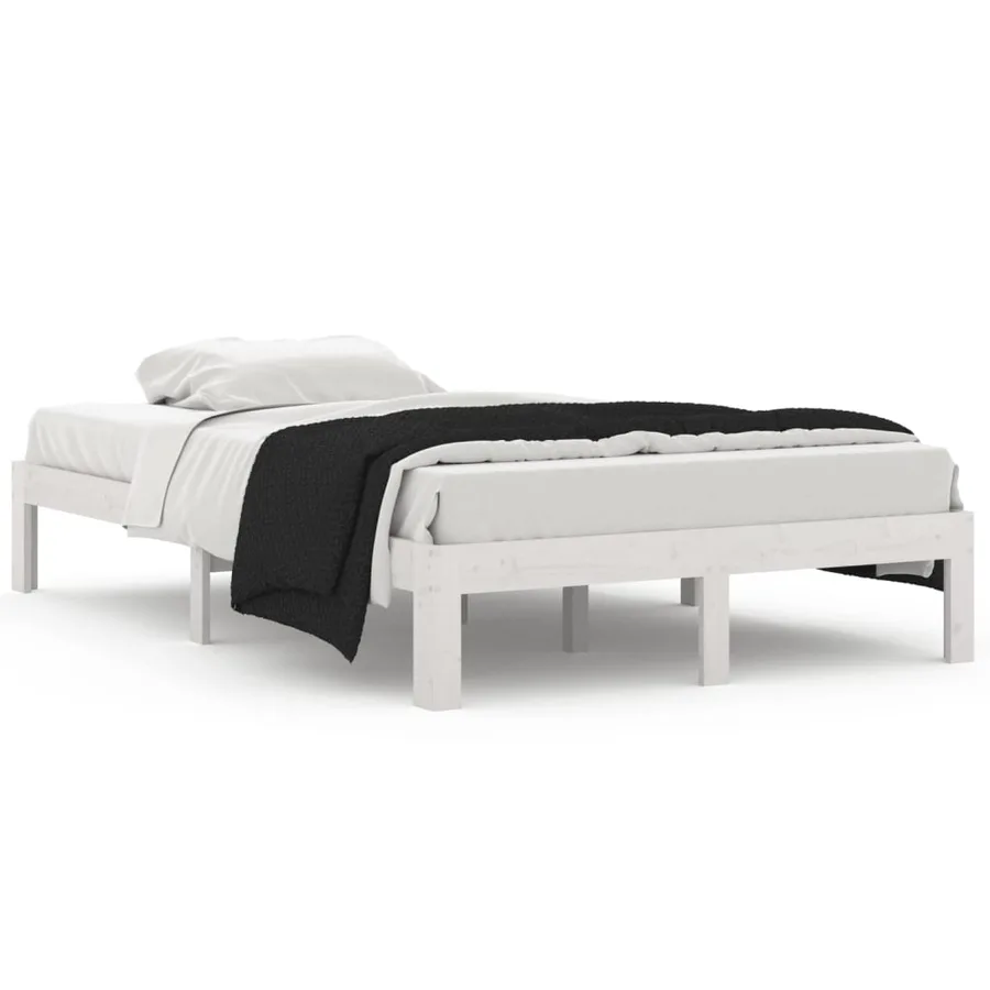 Cadre de lit sans matelas blanc bois de pin massif 120x200 cm - 2