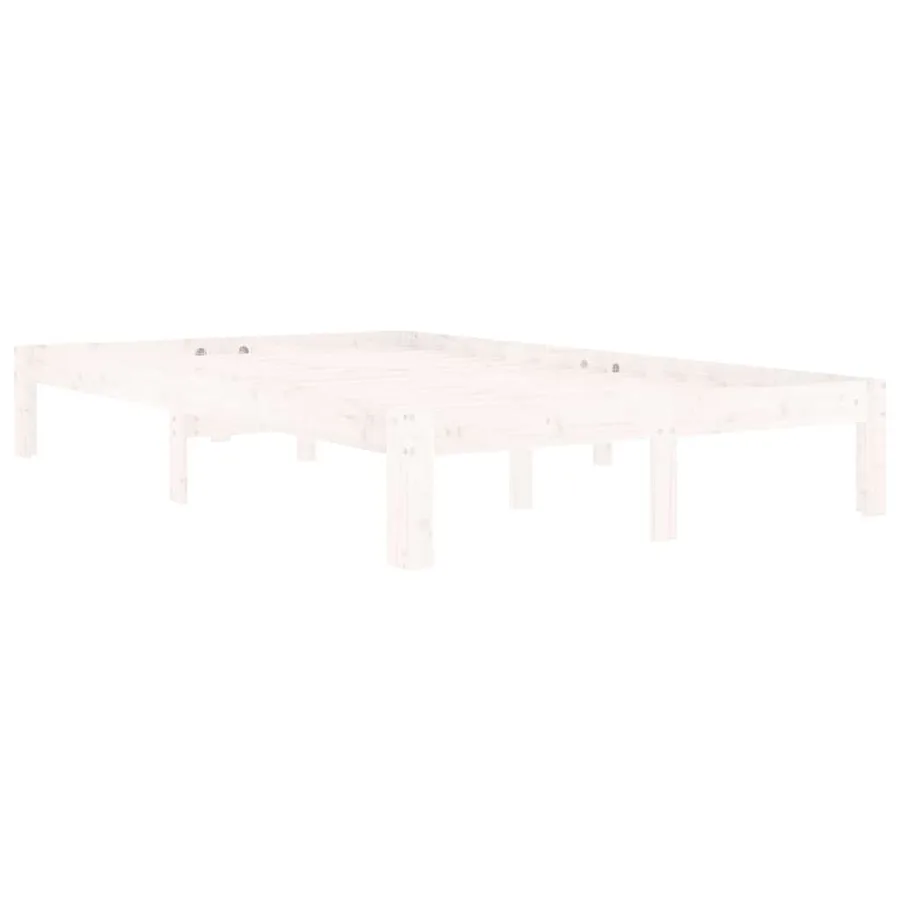Cadre de lit sans matelas blanc bois de pin massif 120x200 cm - 3