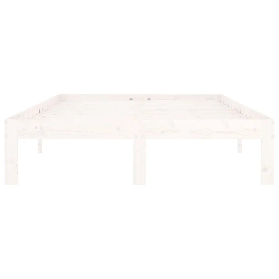 Cadre de lit sans matelas blanc bois de pin massif 120x200 cm - 4
