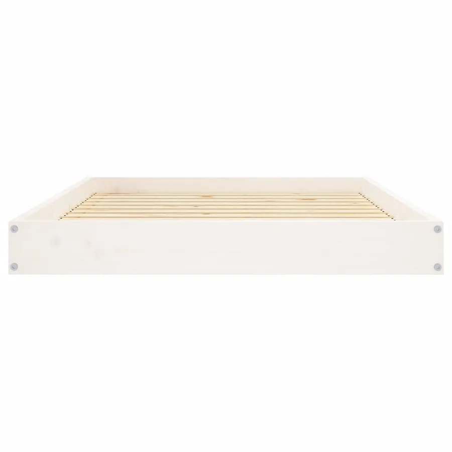 Lit pour chien Blanc 101,5x74x9 cm Bois de pin solide - 4