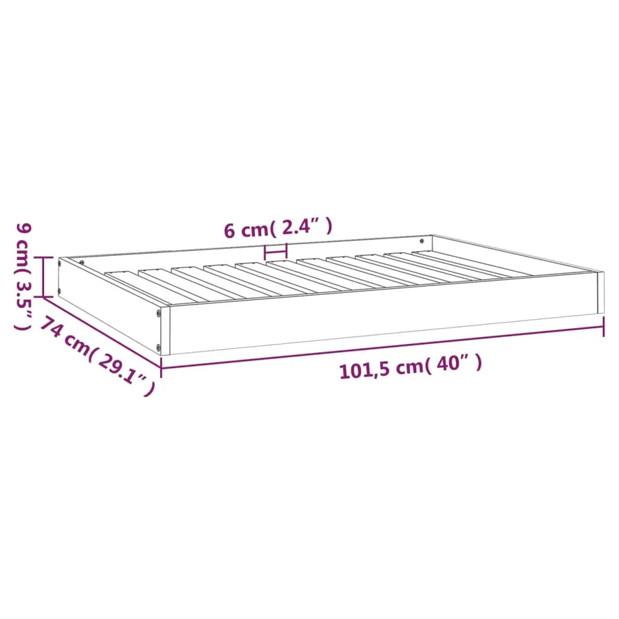 Lit pour chien Blanc 101,5x74x9 cm Bois de pin solide - 8