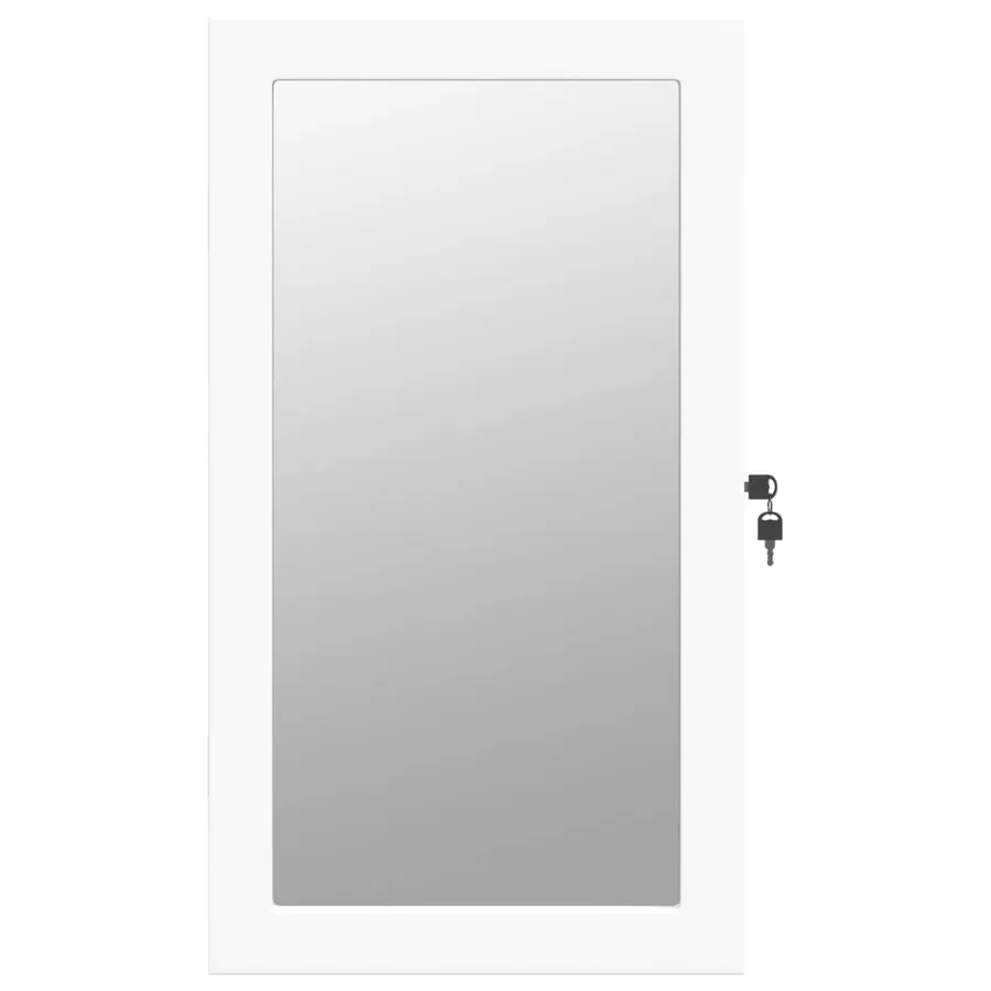 Armoire à bijoux avec miroir et éclairage LED mural blanc - 4