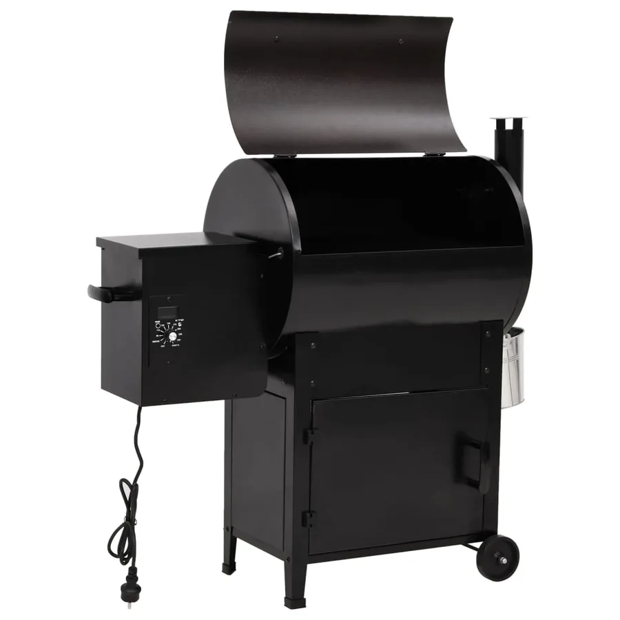 Gril à granulés avec cheminée noir 104 cm fer - 3